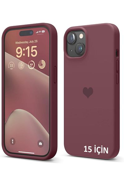GAGA ELEKTRONİK Heart Logo Velvet Inside Silicone Case for iPhone 15