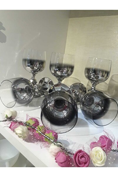 Kristal Sterna Titanium Platinum Vertical Presentation Bowl with Glass Legs 6 Pieces