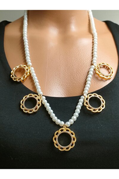 elisitakistory Çeyrekaltın Uyumlu Beşli Kolye Altın Kaplama Çerçeceli 6mm Cam...