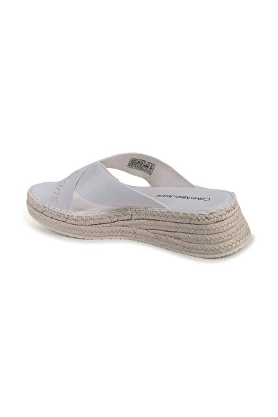 Calvin Klein Comfortable Sole White Women's Slippers - YW0YW01364-0K4