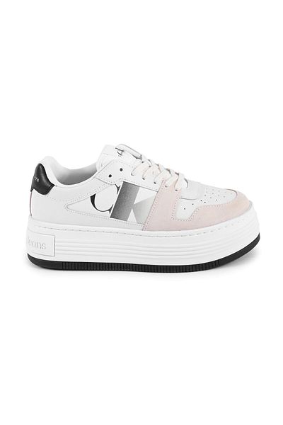 Calvin Klein Dámské stylově vypadající kožené bílé tenisky s logem značky Vhodné pro příležitostné použití Yw0yw01308-01w