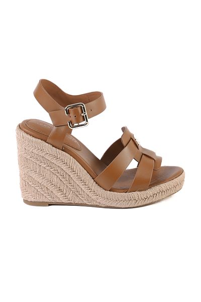 Tommy Hilfiger Espadrille-Sandalen aus Leder mit hohem Keilabsatz