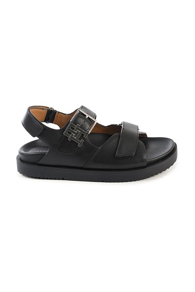 Tommy Hilfiger Damensandalen aus schwarzem Leder – FW0FW07736BDS
