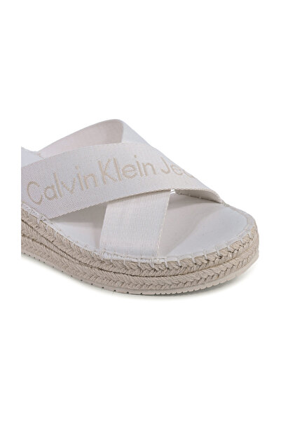 Calvin Klein Comfortable Sole White Women's Slippers - YW0YW01364-0K4