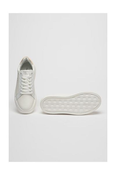 Calvin Klein Herren-Sneaker aus weißem Leder – bequeme flache Sohle YM0YM01253-0LD