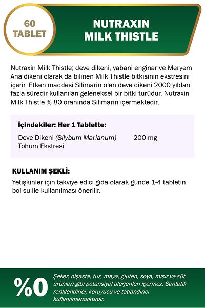 Nutraxin Milk Thistle 200 Mg 60 Tablets