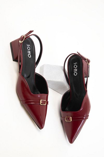SOHO Claret Red Patent Leather Women's Classic Heeled Shoes 20595