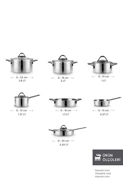 Karaca There Are 12 Pieces Induction Base Steel Pots and Pans Set