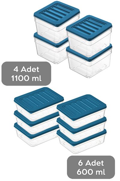 Meleni Home 10-Piece Microwave Compatible Organizer Set Organizer Food Storage Container Deep and Shallow S Blue