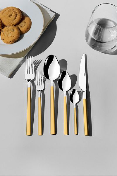 Nehir Dalyan Gold Satin 12-Person 72 Piece Boxed Cutlery Set