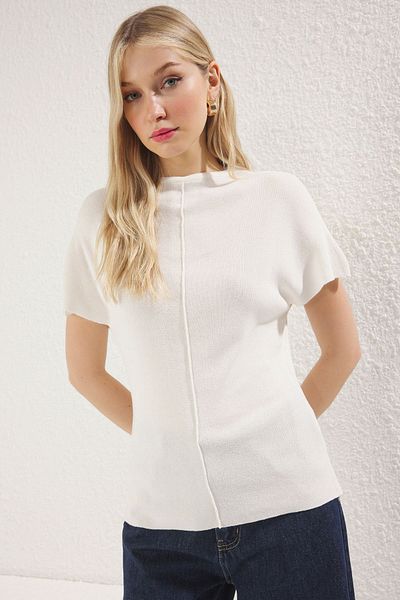 Trendyol Collection Ecru Stehkragen Strickwaren Dünne Bluse TWOSS25BZ00322