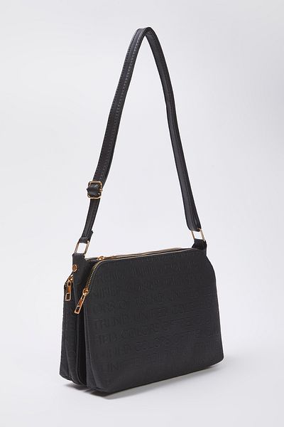 TRENDYOL SHOES Black Adjustable Cross Strap and Zipper Women Tote Shoulder Handbag Takss25Oc00058