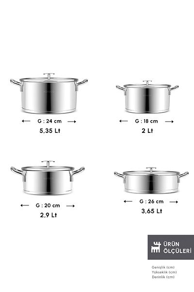 Karaca Vapor New Set de vase de gătit din oțel cu bază de inducție cu sită de 8 bucăți