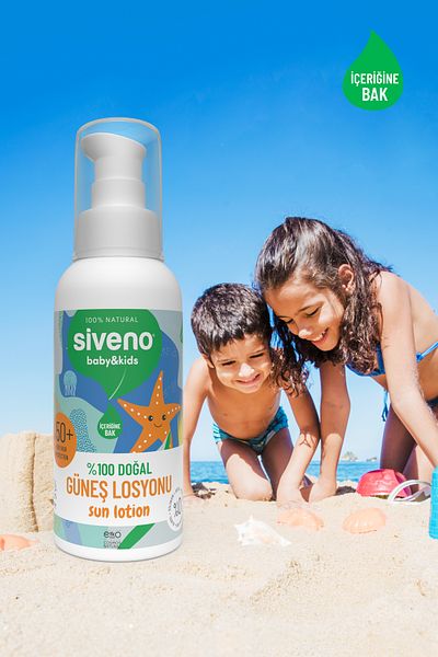Siveno لوشن شمسي طبيعي 100% للأطفال - مضاد للعيوب، مرطب مضاد للأكسدة، نباتي نباتي، Uva Uvb 50spf