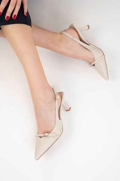 SOHO Beige Women's Classic Heeled Shoes 20598