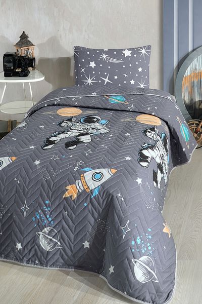 Formeya Einzel-Piqué-Tagesdecken-Set für Kinder- und Jugendzimmer mit Astronautenmuster, 160 x 230 cm (OHNE BLATT)