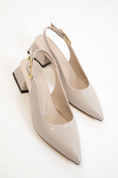 SOHO Beige Patent Leather Women's Classic Heeled Shoes 20421