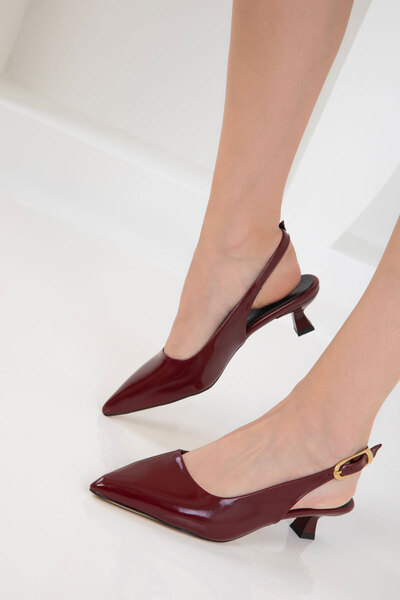 SOHO Claret Red Patent Leather Women's Classic Heeled Shoes 20618