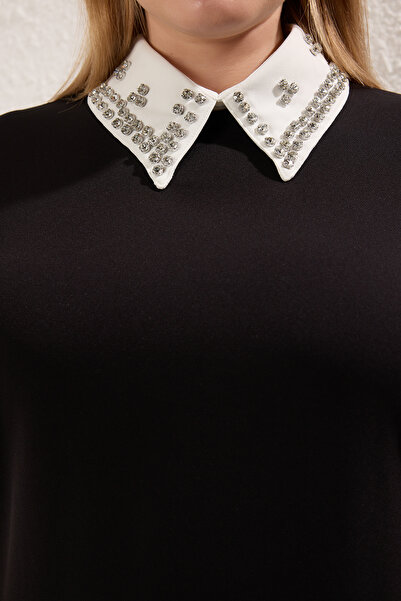 Trendyol Curve Μαύρο Finike Woven Φόρεμα Plus Size