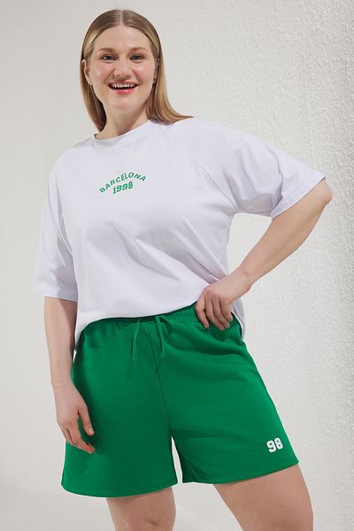 Trendyol Curve Green Color Knitted Embroidered Suit Large Size Tbbss25Cp00023
