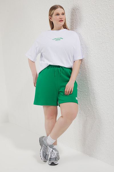 Trendyol Curve Green Color Knitted Embroidered Suit Large Size Tbbss25Cp00023