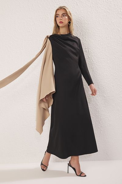 Trendyol Modest Mink Shawl Detailed Woven Evening Dress Tctss25Db00002