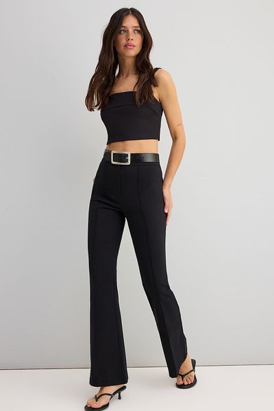 Trendyol Collection Black Stretchy Lycra Fabric Flare Fit Pants Twoss25Pl00119