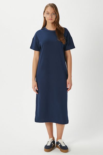 Ritnice Rochie de damă Alissa, albastru bleumarin, din bumbac pieptănat 15171