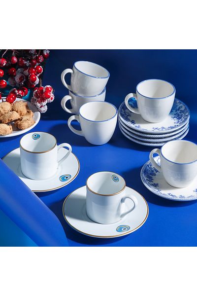 Mudo Home 90 Ml Evil Eye Coffee Cup Set - 2 Pieces