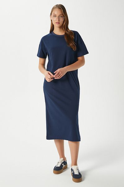 Ritnice Rochie de damă Alissa, albastru bleumarin, din bumbac pieptănat 15171