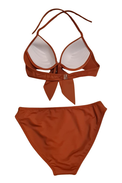Butik Glowzia Açık Kremit Brazilian Fiyonk Detaylı Dolgulu Destekli Push-up Bikini Takımı