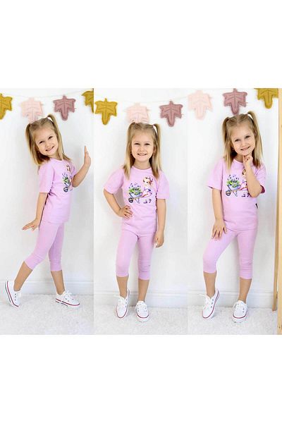 krm kerem bebe New Season Quality Printed Tights Cotton Combed Cotton Summer Suit
