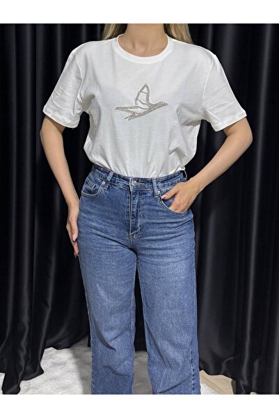 BASIC.ES Marka Muadili Taş Detaylı T-shirt