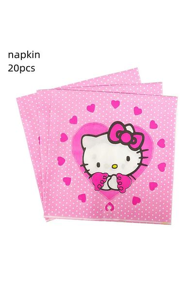 Choice Other napkin-20pcs Cute Cartoon Kitty Cat Balloons Set First 5th 6th Birthday Decoration Baby Shower
