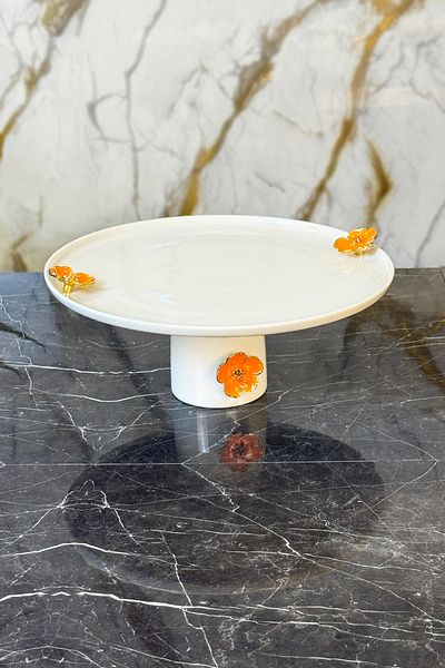 MAY HOME Lalezar Porcelain Footed Presentation Plate & Cake Pastry Cookie Presentation