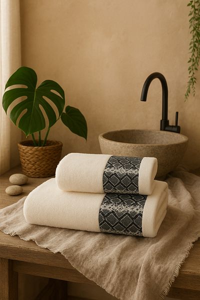 Casnack Σετ πετσετών μπάνιου 2 τεμαχίων με στάμπα Ayla Model