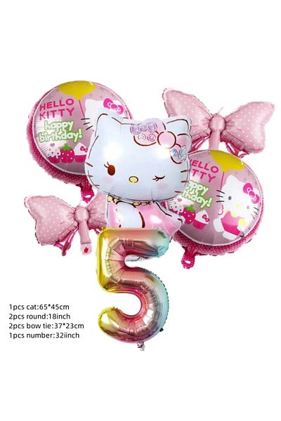 Choice Other set-5 Cute Cartoon Kitty Cat Balloons Set First 5th 6th Birthday Decoration Baby Shower Globos
