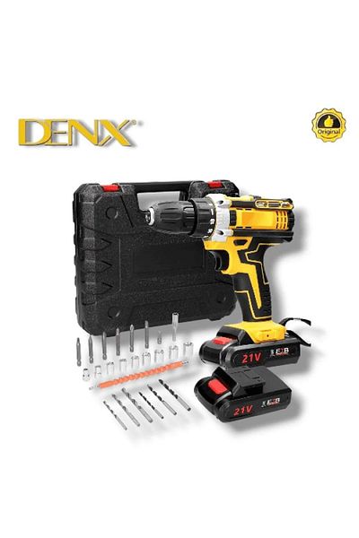 Denx دريل كهربائي DENX DX2588 ببطارية ليثيوم 21 فولت، للأعمال المنزلية، البناء، السيارات والحدائق.