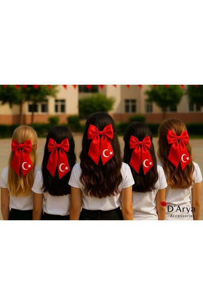Darya D’Arya Turkish Flag Red and White Satin Clip Hairpin – Moon Star April 23 October 29 Dd1923