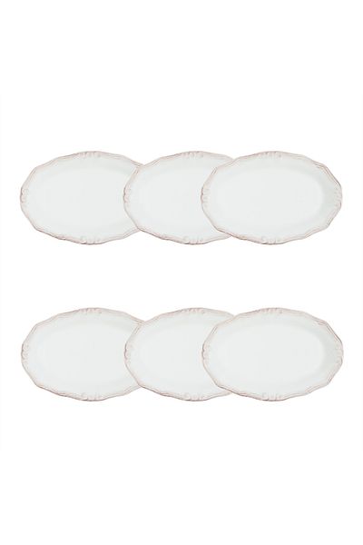 Mudo Home 20CM Ecru Boat Plate Set - 6 Pieces
