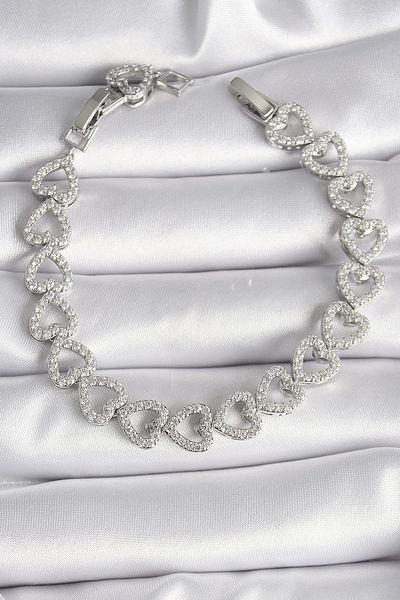 Clariss Brass Silver Color Zircon Stone Heart Model VIP Series Women's Bracelet