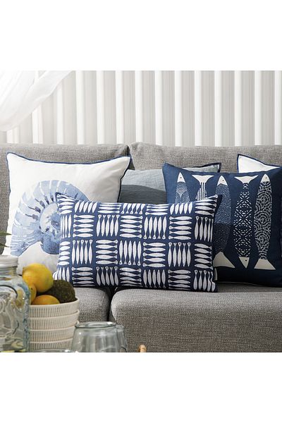 Mudo Home Navy Blue 35x55 Marine Square Fish Cushion