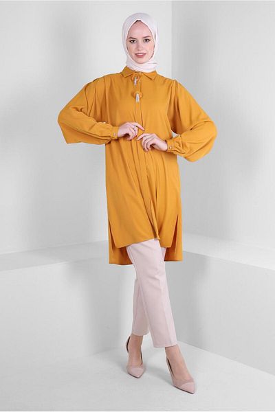 Alvina STONE TASSEL DETAILED HIDDEN BUTTON TUNIC 43502