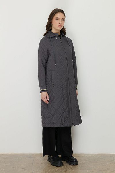 Nihan Thin Quilted Sleeves Ribbed Cap Smoked