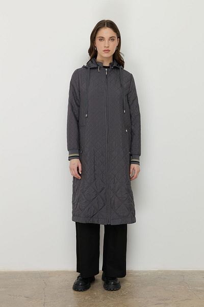 Nihan Thin Quilted Sleeves Ribbed Cap Smoked