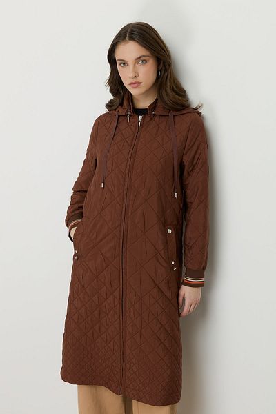 Nihan Slim Quilted Handles Ribbed Cap Brown
