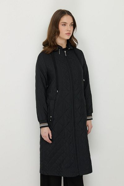 Nihan Slim Quilted Sleeves Ribbed Cap Black