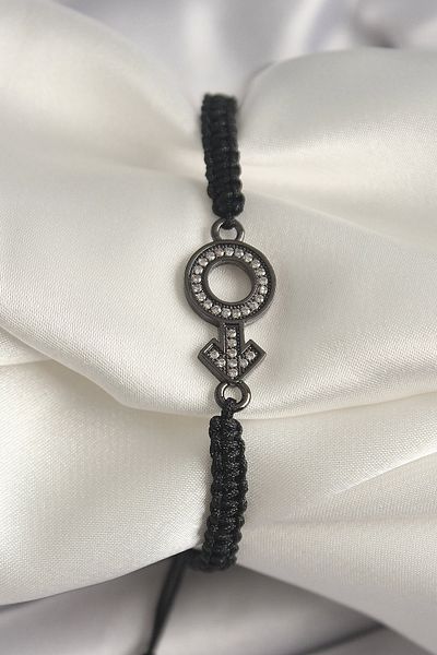 Clariss Brass Smoked Color Zircon Stone Venus Mars Elevator Macrame Model Women's Bracelet