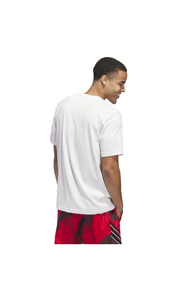 adidas Μπλουζάκι μπάσκετ με γραφικό ανδρικό λευκό στρογγυλό λαιμό