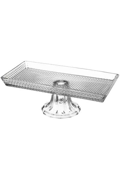 Generic Rectangular Glass Serving Plate with Base, 27x14 cm